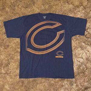 Chicago Bears Reebok NFL Graphic Tee Navy Big C Logo Football Large Y2K